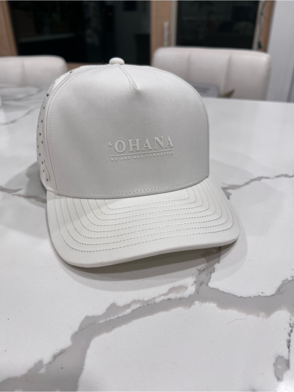 'OHANA White Embossed Trucker Cap